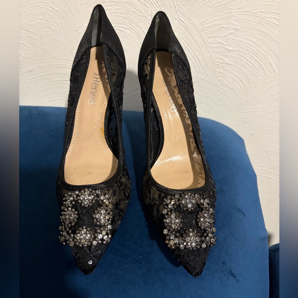 J. Renee Elegant Black Lace Women's Shoes